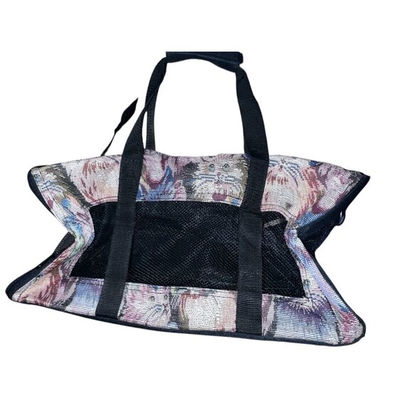 Retro Cat Pattern Pet Cat Carrier Bag with Shoulder Strap and Handle - Picture 2 of 10